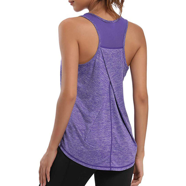 Women Workout Yoga Shirts Sexy Sleeveless Pleated Gym Shirts Athletic Racerback Tank Top Sports Wear Running Shirt Vest Training