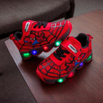 Disney Cartoon Boys Spiderman Shoes Child Luminous Sneakers Brand Mesh footwear Kids LED Flashing Shoes Baby Casual Shoe