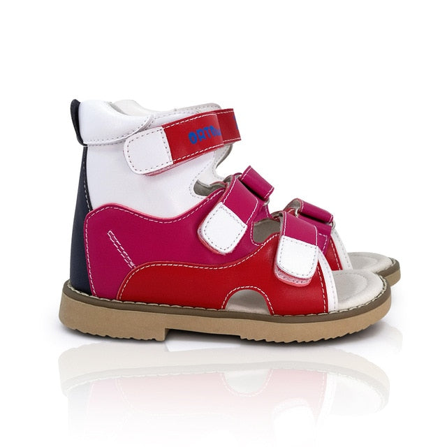 Children Boys Action Leather Sandals Orthopedic Shoes For Kids Girls Arch Support Hook And Loop Strap Flatfeet X / O Leg Shoes