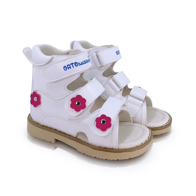 Children Boys Action Leather Sandals Orthopedic Shoes For Kids Girls Arch Support Hook And Loop Strap Flatfeet X / O Leg Shoes