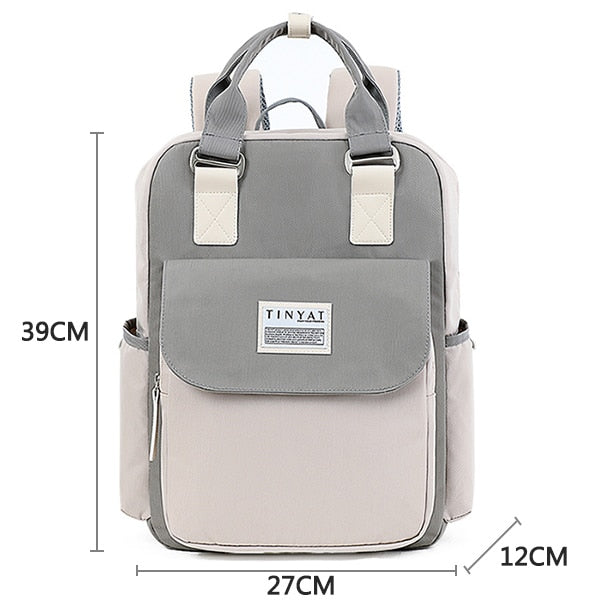 TINYAT Candy women canvas backpack waterproof feminina laptop backpack 15 Pink Patchwork school backpacks bags for teenage girls