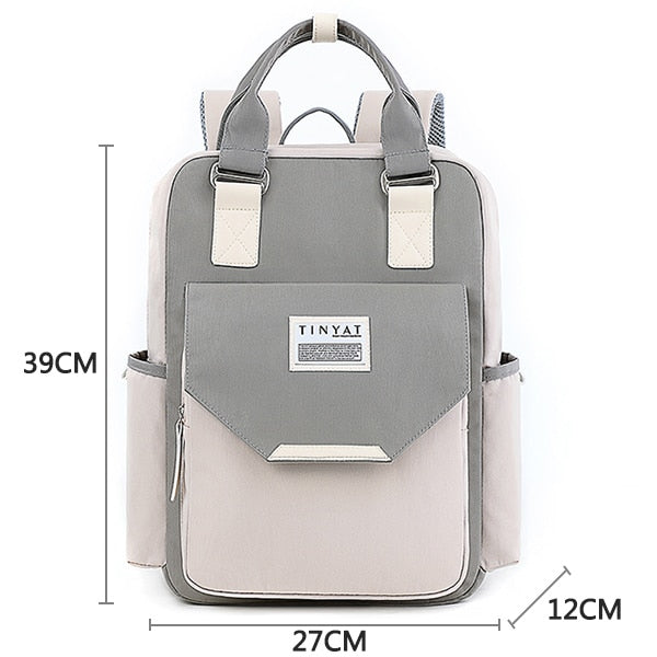 TINYAT Candy women canvas backpack waterproof feminina laptop backpack 15 Pink Patchwork school backpacks bags for teenage girls