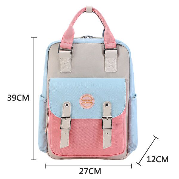 TINYAT Candy women canvas backpack waterproof feminina laptop backpack 15 Pink Patchwork school backpacks bags for teenage girls