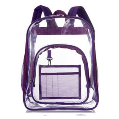 Large Clear Transparent Backpack Stadium Security School Book Bag Travel Black Women Backpack Purse for Girl High Quality Female