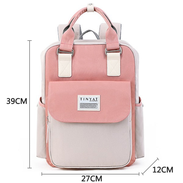 TINYAT Candy women canvas backpack waterproof feminina laptop backpack 15 Pink Patchwork school backpacks bags for teenage girls