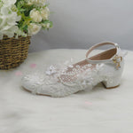 BaoYaFang White Flower Pumps New arrival womens wedding shoes Bride High heels platform shoes for woman ladies party dress shoes