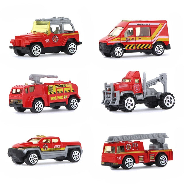 Big Truck & 6PCS Mini Alloy Diecast Car Model 1:64 Scale Toys Vehicles Carrier Truck Engineering Car Toys For Kids Boys