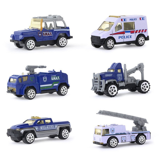 Big Truck & 6PCS Mini Alloy Diecast Car Model 1:64 Scale Toys Vehicles Carrier Truck Engineering Car Toys For Kids Boys