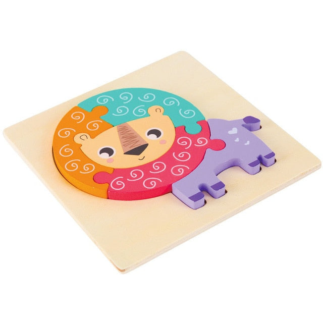 Kids Animal 3D Wooden Puzzle Montessori Toy Double-sided Strip Puzzle Telling Story Stacking Jigsaw Educational Toy For Children