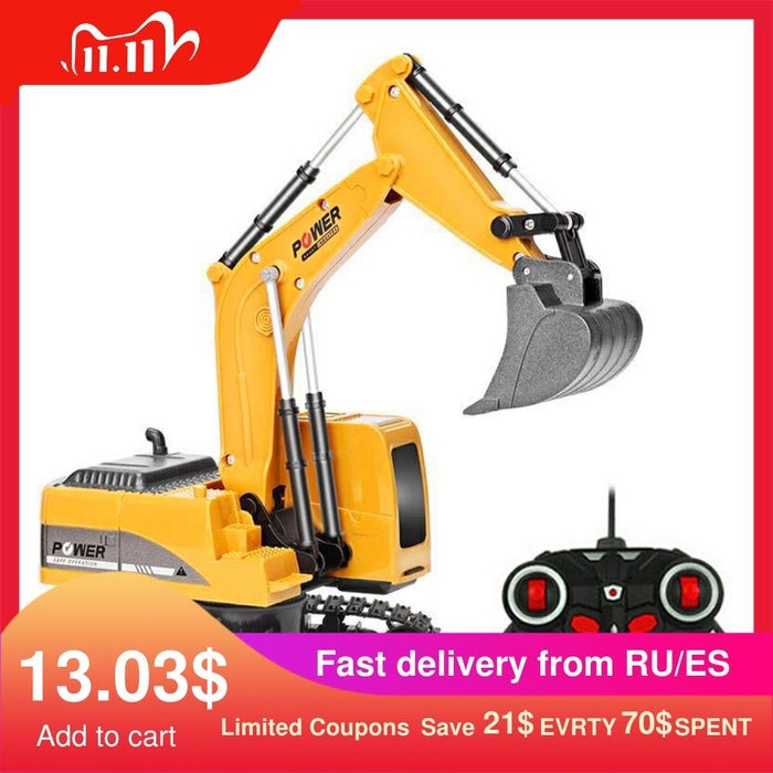 2.4Ghz 6 Channel 1:24 RC Excavator toy RC Engineering Car Alloy and plastic Excavator RTR For kids Christmas gift