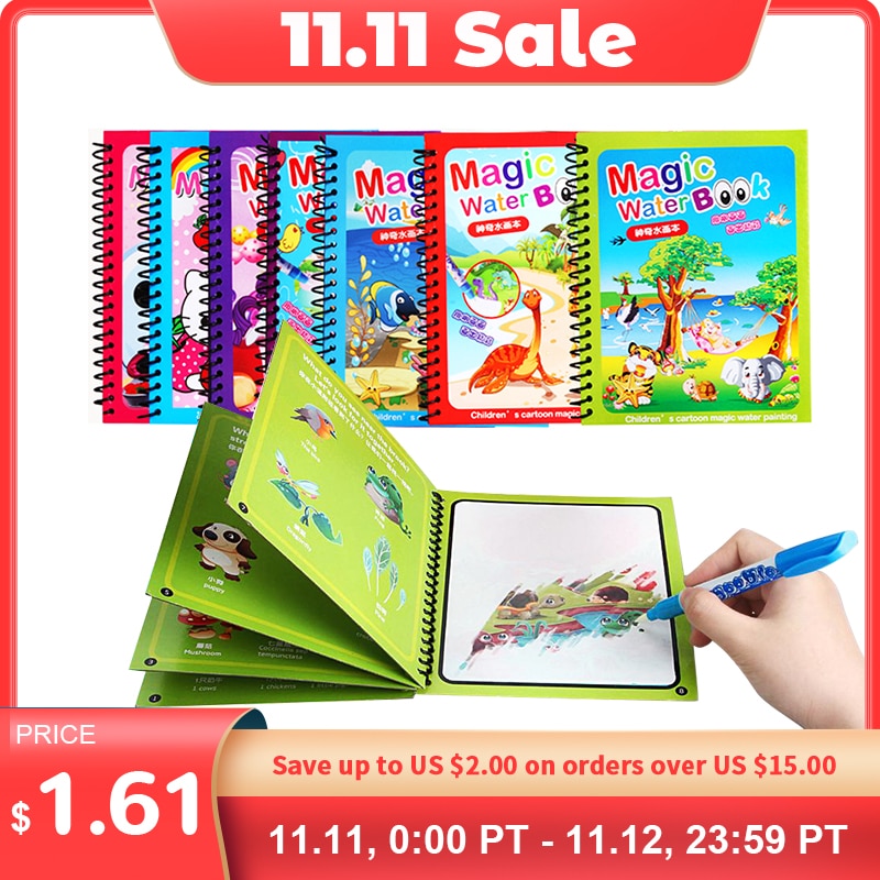 8 Types Montessori Toys Reusable Coloring Book Magic Water Drawing Book Sensory Early Education Toys For Kids Birthday Gift