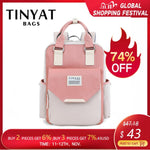 TINYAT Candy women canvas backpack waterproof feminina laptop backpack 15 Pink Patchwork school backpacks bags for teenage girls