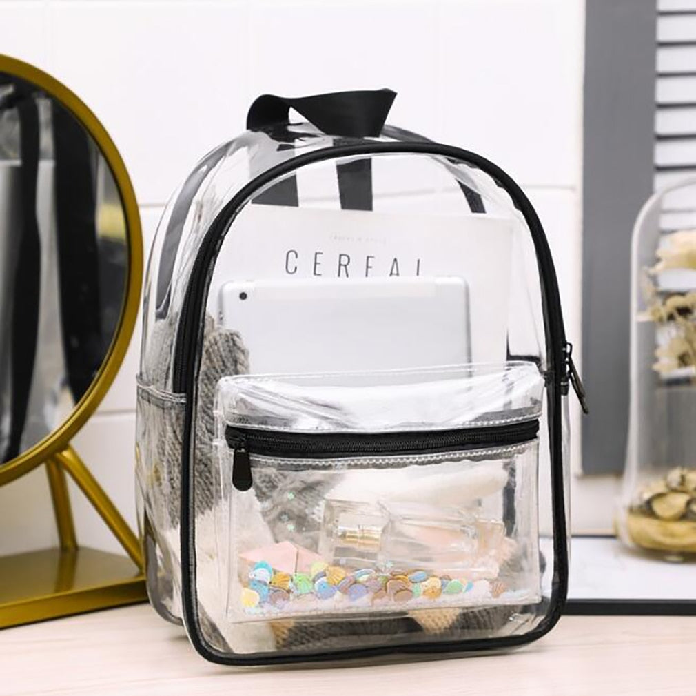 Transparent PVC Bag Organizer Sack Waterproof Backpack Outdoor Clear Shoulder School Backbag Bolso Mochila Mujer