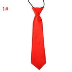 School Boy Uniform Necktie Kids Children Wedding Tie Solid Colour Elastic Band