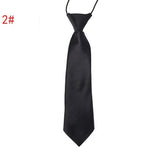 School Boy Uniform Necktie Kids Children Wedding Tie Solid Colour Elastic Band