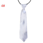 School Boy Uniform Necktie Kids Children Wedding Tie Solid Colour Elastic Band