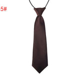 School Boy Uniform Necktie Kids Children Wedding Tie Solid Colour Elastic Band