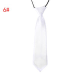 School Boy Uniform Necktie Kids Children Wedding Tie Solid Colour Elastic Band