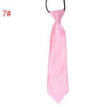 School Boy Uniform Necktie Kids Children Wedding Tie Solid Colour Elastic Band