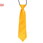 School Boy Uniform Necktie Kids Children Wedding Tie Solid Colour Elastic Band