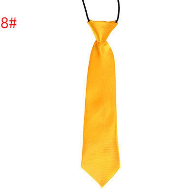 School Boy Uniform Necktie Kids Children Wedding Tie Solid Colour Elastic Band