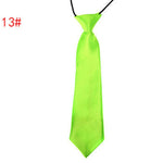 School Boy Uniform Necktie Kids Children Wedding Tie Solid Colour Elastic Band