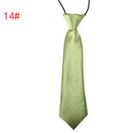 School Boy Uniform Necktie Kids Children Wedding Tie Solid Colour Elastic Band