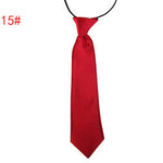 School Boy Uniform Necktie Kids Children Wedding Tie Solid Colour Elastic Band