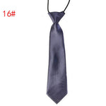 School Boy Uniform Necktie Kids Children Wedding Tie Solid Colour Elastic Band