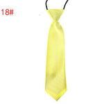 School Boy Uniform Necktie Kids Children Wedding Tie Solid Colour Elastic Band