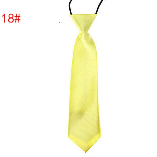 School Boy Uniform Necktie Kids Children Wedding Tie Solid Colour Elastic Band