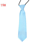 School Boy Uniform Necktie Kids Children Wedding Tie Solid Colour Elastic Band