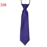 School Boy Uniform Necktie Kids Children Wedding Tie Solid Colour Elastic Band
