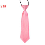 School Boy Uniform Necktie Kids Children Wedding Tie Solid Colour Elastic Band