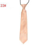 School Boy Uniform Necktie Kids Children Wedding Tie Solid Colour Elastic Band