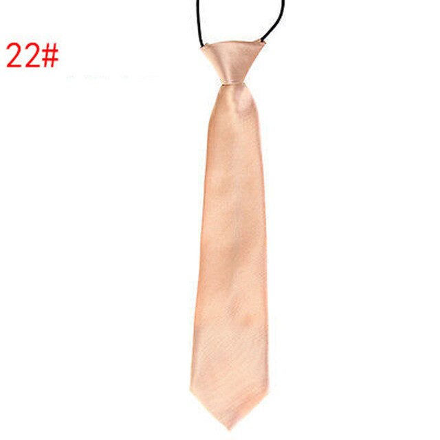 School Boy Uniform Necktie Kids Children Wedding Tie Solid Colour Elastic Band