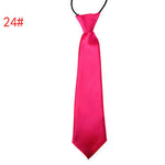 School Boy Uniform Necktie Kids Children Wedding Tie Solid Colour Elastic Band