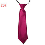 School Boy Uniform Necktie Kids Children Wedding Tie Solid Colour Elastic Band