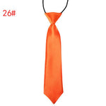School Boy Uniform Necktie Kids Children Wedding Tie Solid Colour Elastic Band