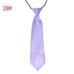 School Boy Uniform Necktie Kids Children Wedding Tie Solid Colour Elastic Band