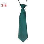 School Boy Uniform Necktie Kids Children Wedding Tie Solid Colour Elastic Band