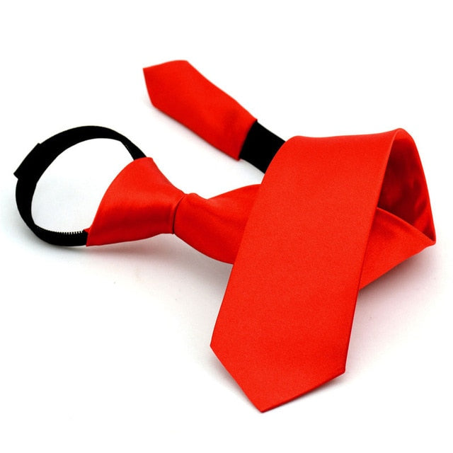 School Boy Uniform Necktie Kids Children Wedding Tie Solid Colour Elastic Band