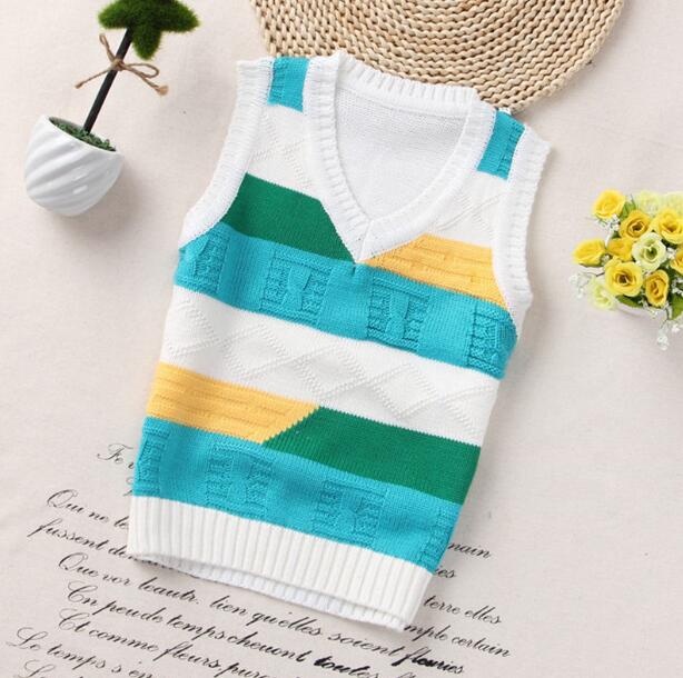 Autumn Children Vest Boys Pullover V-neck Waistcoat Girls Kids Knitted School Uniform Winter Baby Clothes Sleeveless Sweaters