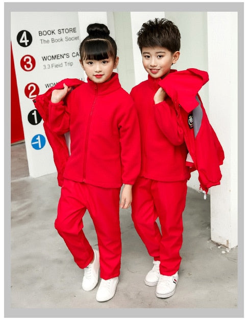 Autumn Winter Children's School Uniforms Sets Kids Boys Jacket Sweatshirt Pants 3pcs Clothing Sets Girls Outdoor Sports Costume