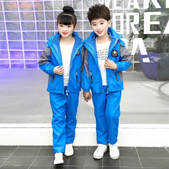 Autumn Winter Children's School Uniforms Sets Kids Boys Jacket Sweatshirt Pants 3pcs Clothing Sets Girls Outdoor Sports Costume