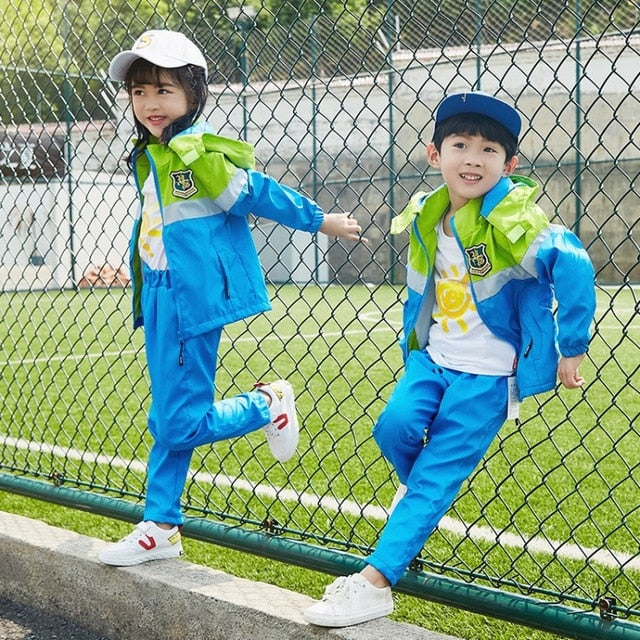 Autumn Winter Children's School Uniforms Sets Kids Boys Jacket Sweatshirt Pants 3pcs Clothing Sets Girls Outdoor Sports Costume