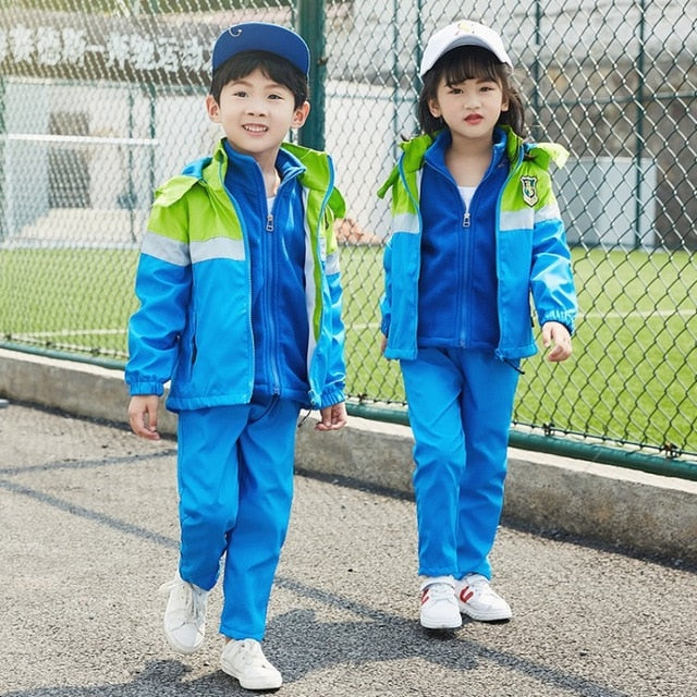 Autumn Winter Children's School Uniforms Sets Kids Boys Jacket Sweatshirt Pants 3pcs Clothing Sets Girls Outdoor Sports Costume