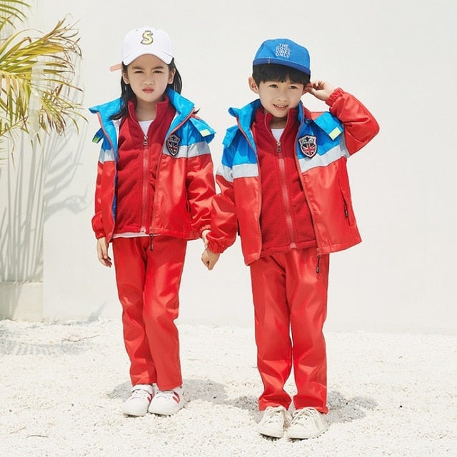 Autumn Winter Children's School Uniforms Sets Kids Boys Jacket Sweatshirt Pants 3pcs Clothing Sets Girls Outdoor Sports Costume