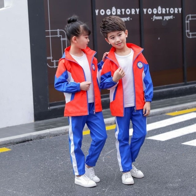 Autumn Winter Children's School Uniforms Sets Kids Boys Jacket Sweatshirt Pants 3pcs Clothing Sets Girls Outdoor Sports Costume