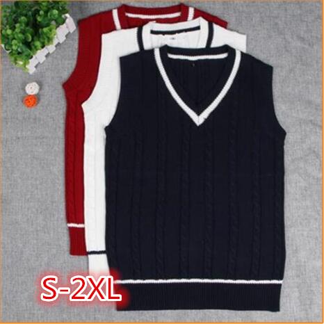 2021  School Uniform Sweaters Vest For Girls Boys British Student Uniforms V- neck Vest Sweaters Tank Top